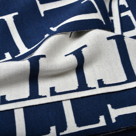 Decke 140x180cm LLLL, dunkelblau/weiß - Lenz & Leif