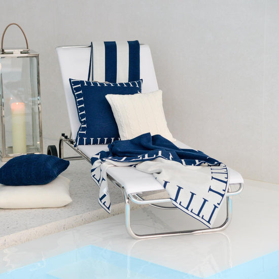 Decke 140x180cm LLLL, dunkelblau/weiß - Lenz & Leif