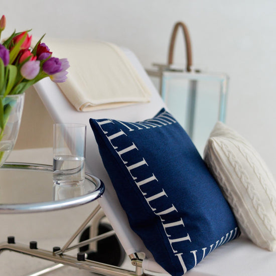 Decke 140x180cm LLLL, dunkelblau/weiß - Lenz & Leif