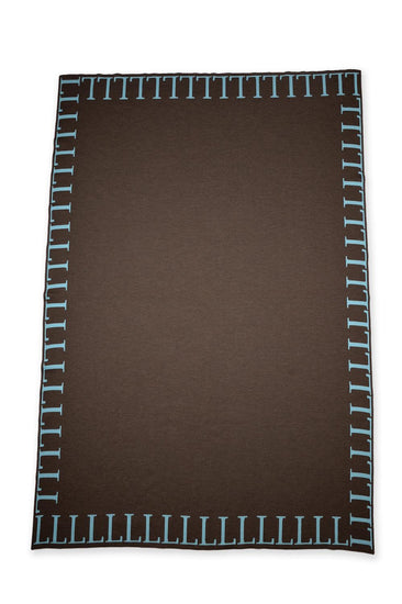 Decke 140x180cm LLLL, braun/türkis - Lenz & Leif