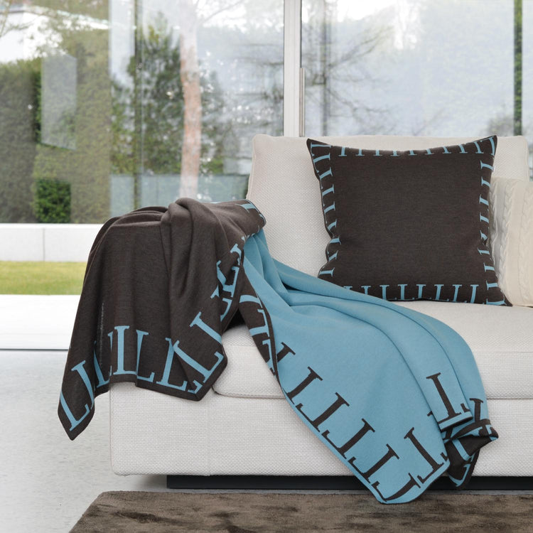 Decke 140x180cm LLLL, braun/türkis - Lenz & Leif