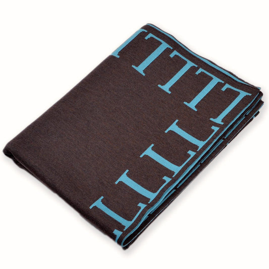 Decke 140x180cm LLLL, braun/türkis - Lenz & Leif