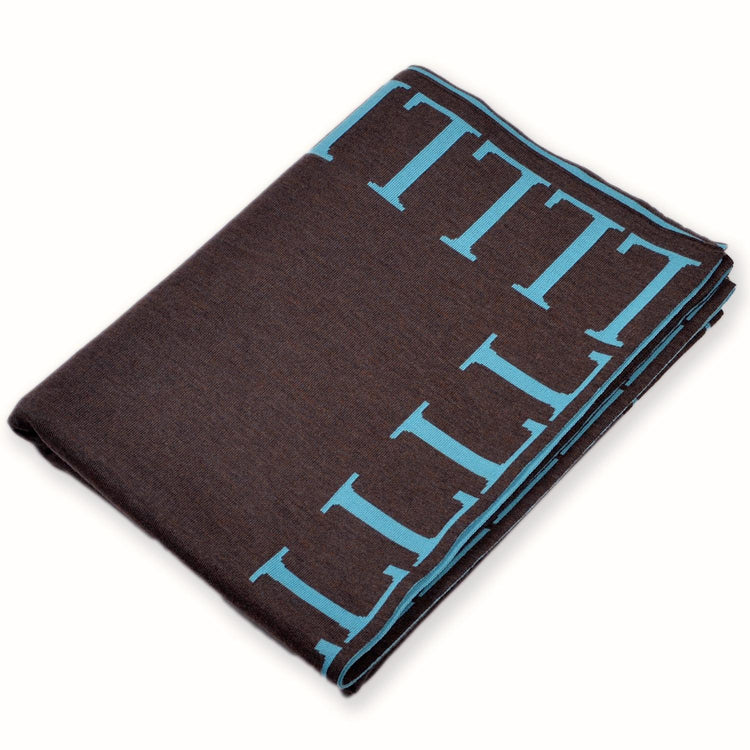 Decke 140x180cm LLLL, braun/türkis - Lenz & Leif