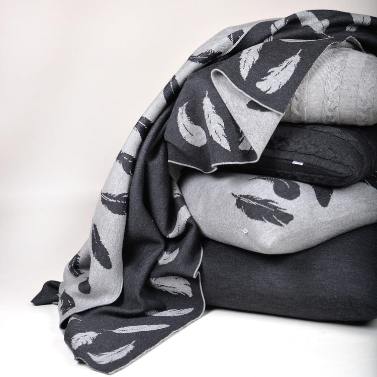 Kissenhülle 50x50cm Feather, grau/dunkelgrau