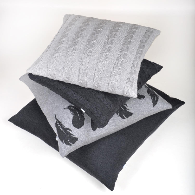Kissenhülle 50x50cm Feather, grau/dunkelgrau