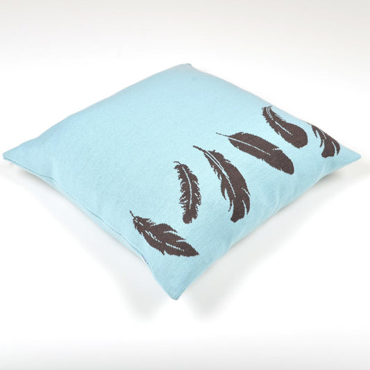 Cushion cover 50x50cm Feather, brown / turquoise