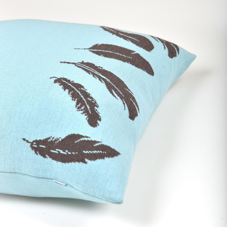 Cushion cover 50x50cm Feather, brown / turquoise