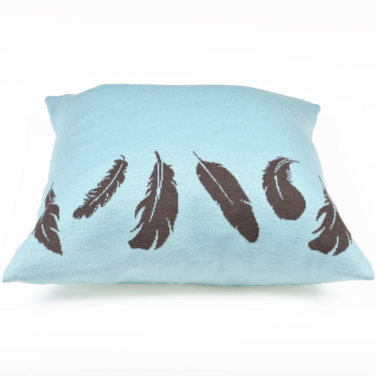 Kissenhülle 50x50cm Feather, braun/türkis