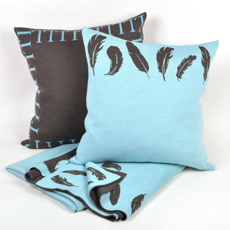 Cushion cover 50x50cm Feather, brown / turquoise