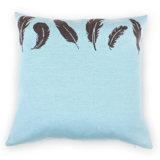 Cushion cover 50x50cm Feather, brown / turquoise