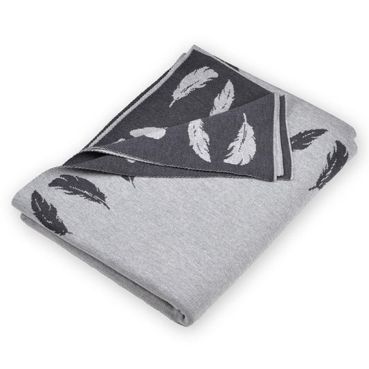 Blanket 140x180cm feather, gray / dark gray