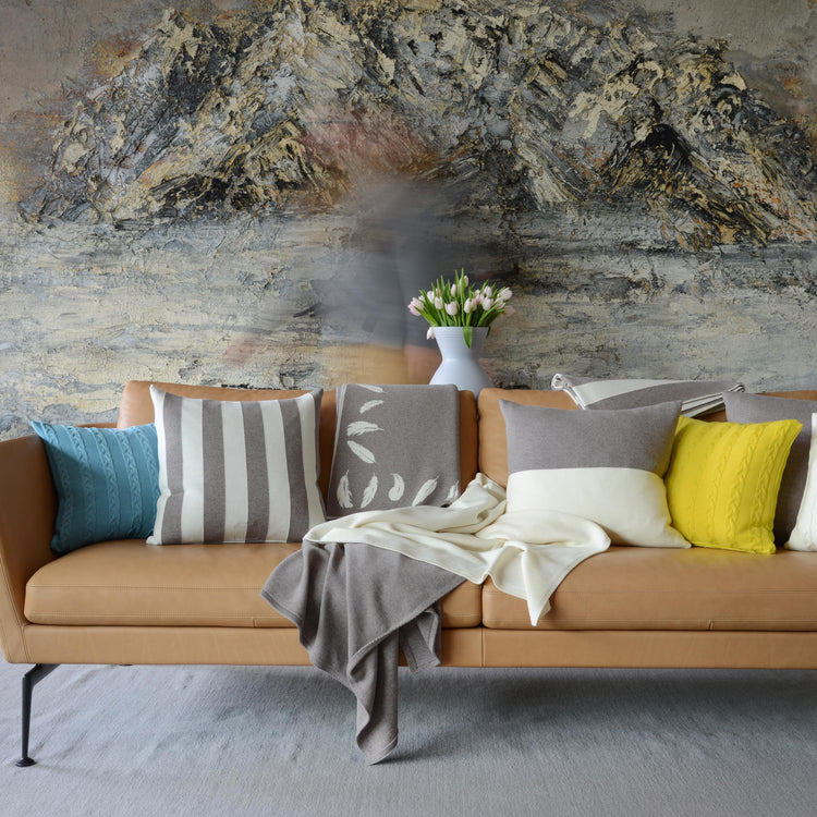 Decke 140x180cm Feather, beige/weiß