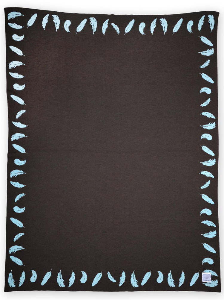 Blanket 140x180cm feather, brown / turquoise