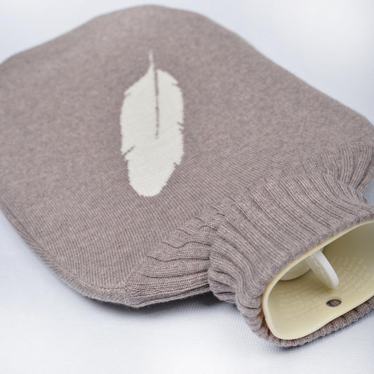 Hot water bottle Feather, beige / white