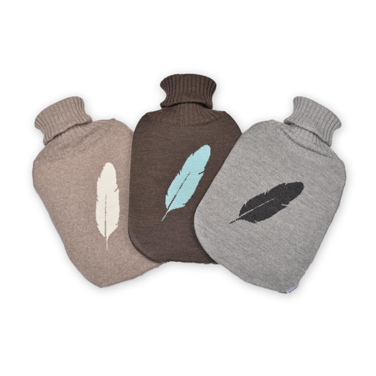 Wärmflasche Feather, beige/weiß