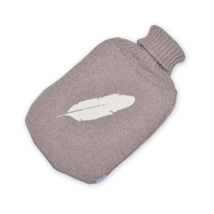 Wärmflasche Feather, beige/weiß