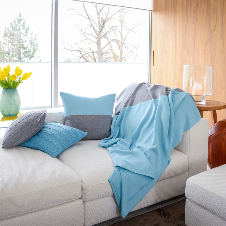 Decke 140x180cm Domino, grau/türkis