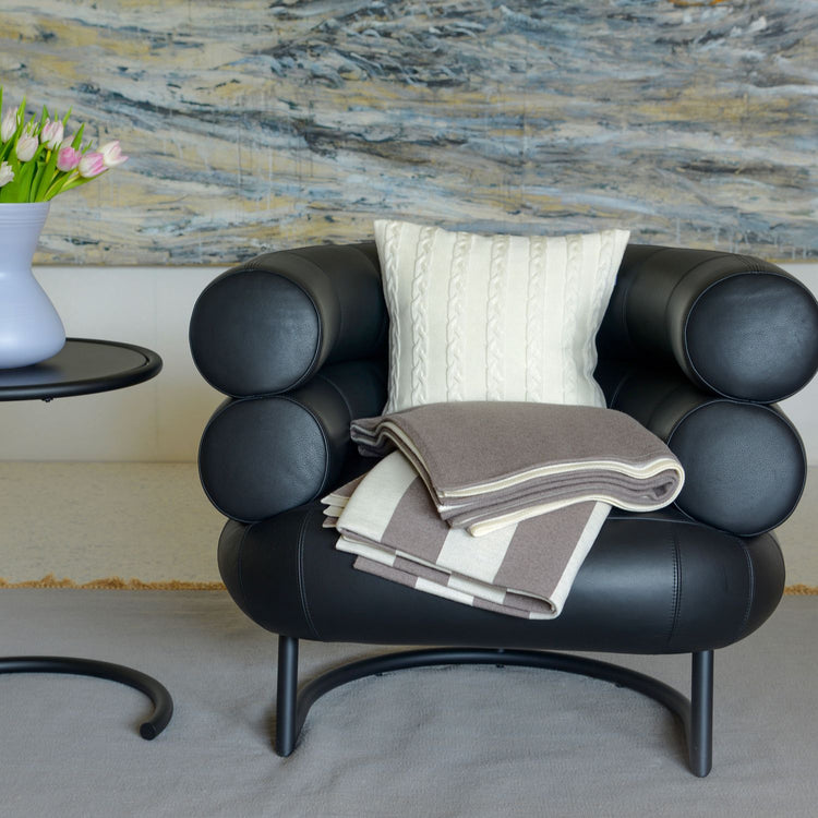 Decke 140x180cm Domino, weiß/beige