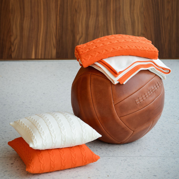 Decke 140x180cm Domino, weiß/orange