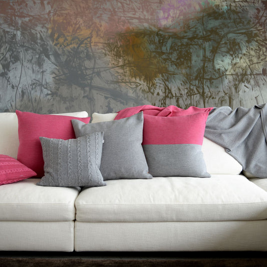 Cushion cover 50x50cm Domino, gray / magenta