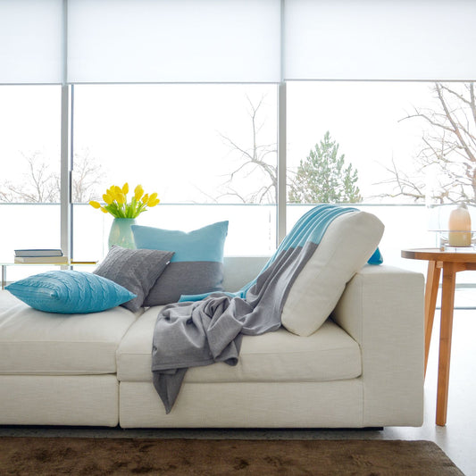 Cushion cover 50x50cm Domino, gray / turquoise