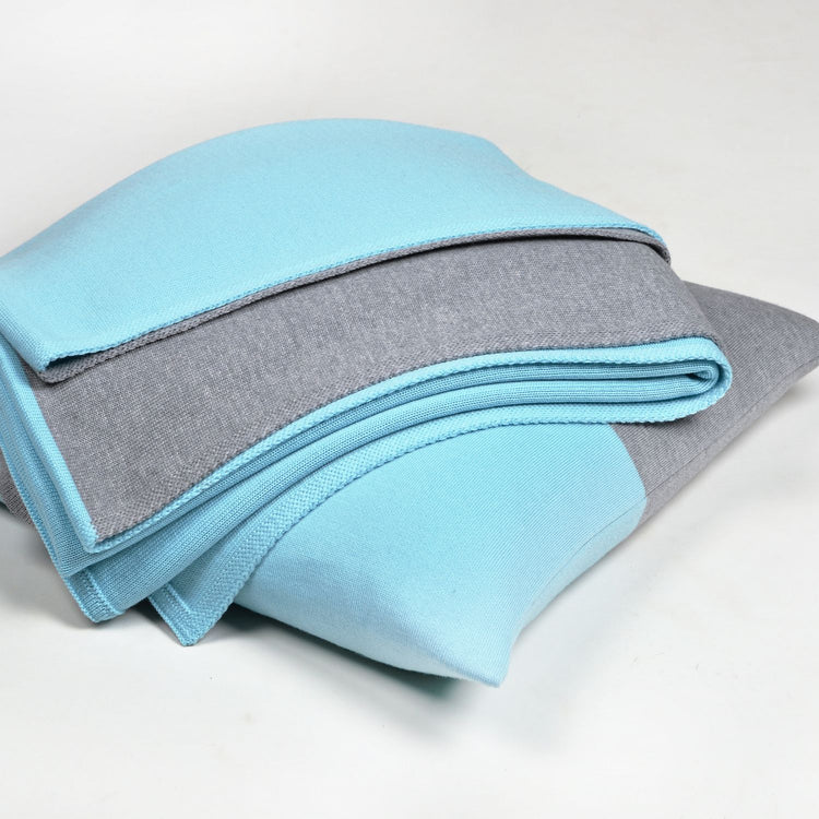 Kissenhülle 50x50cm Domino, grau/türkis