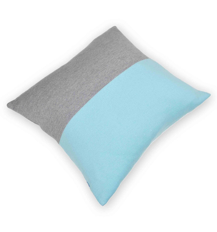 Kissenhülle 50x50cm Domino, grau/türkis