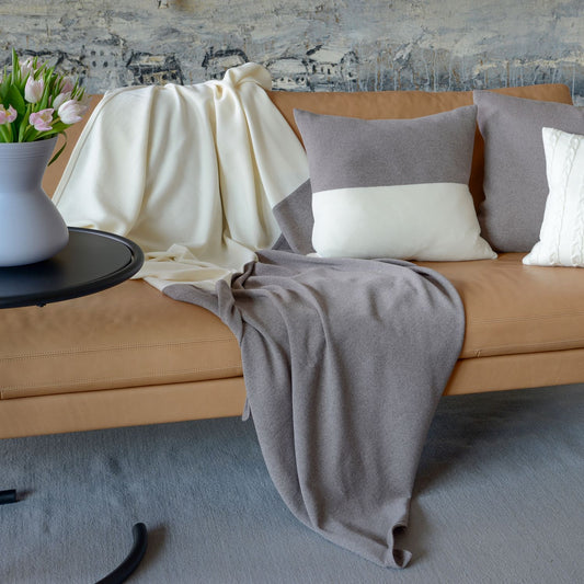 Cushion cover 50x50cm Domino, white / beige