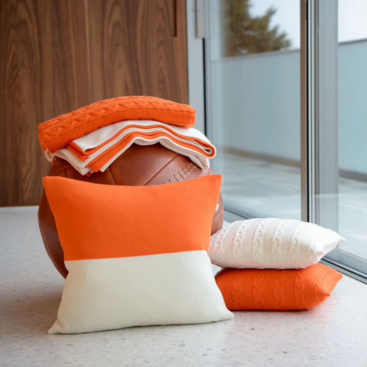Cushion cover 50x50cm Domino, white / orange