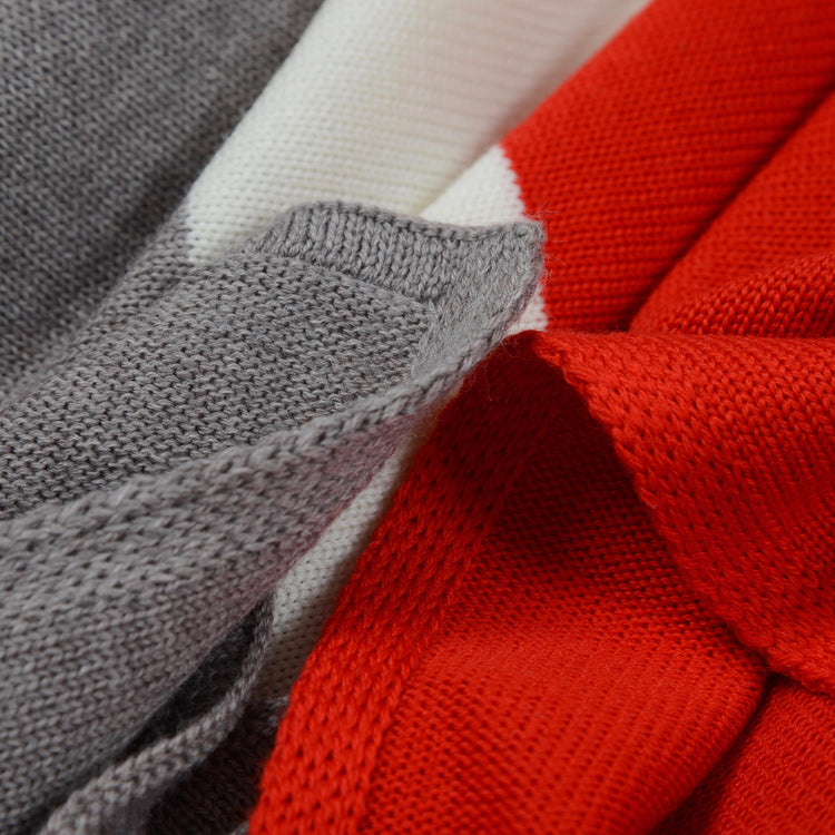 Decke 140x180cm Trio, rot/beige/weiß