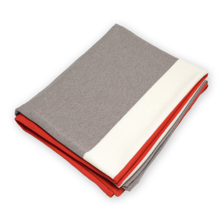 Decke 140x180cm Trio, rot/beige/weiß