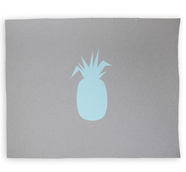 Bettüberwurf 200x240cm Ananas, grau/türkis