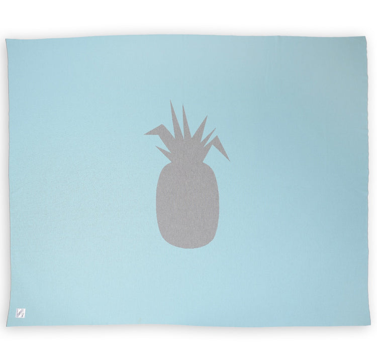 Bettüberwurf 200x240cm Ananas, grau/türkis