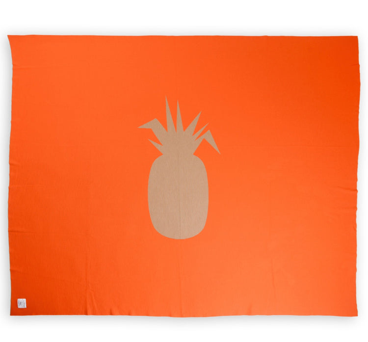 Bed throw 200x240cm pineapple, camel / orange