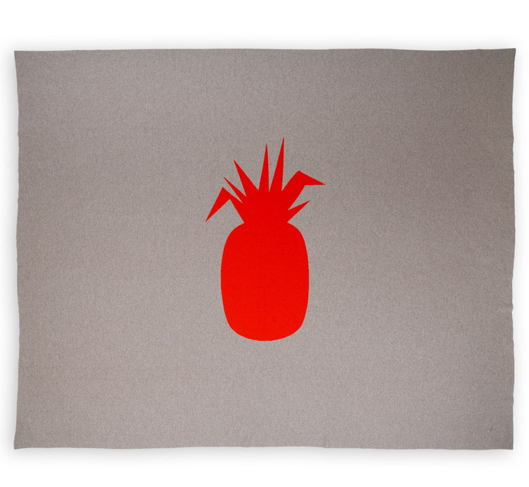 Bettüberwurf 200x240cm Ananas, beige/rot