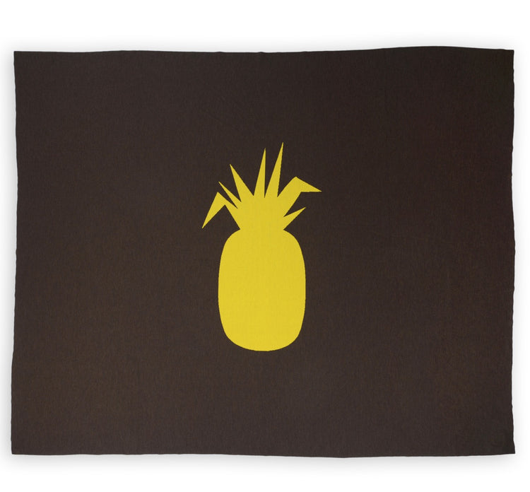 Bed throw 200x240cm pineapple, brown / yellow