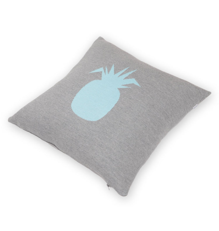 Kissenhülle 50x50cm Ananas, grau/türkis