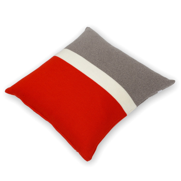 Kissenhülle 50x50cm Trio, rot/beige/weiß