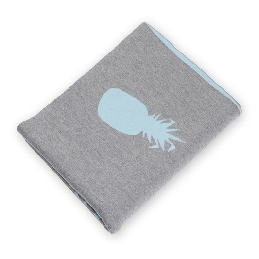 Decke 140x180cm Ananas, grau/türkis