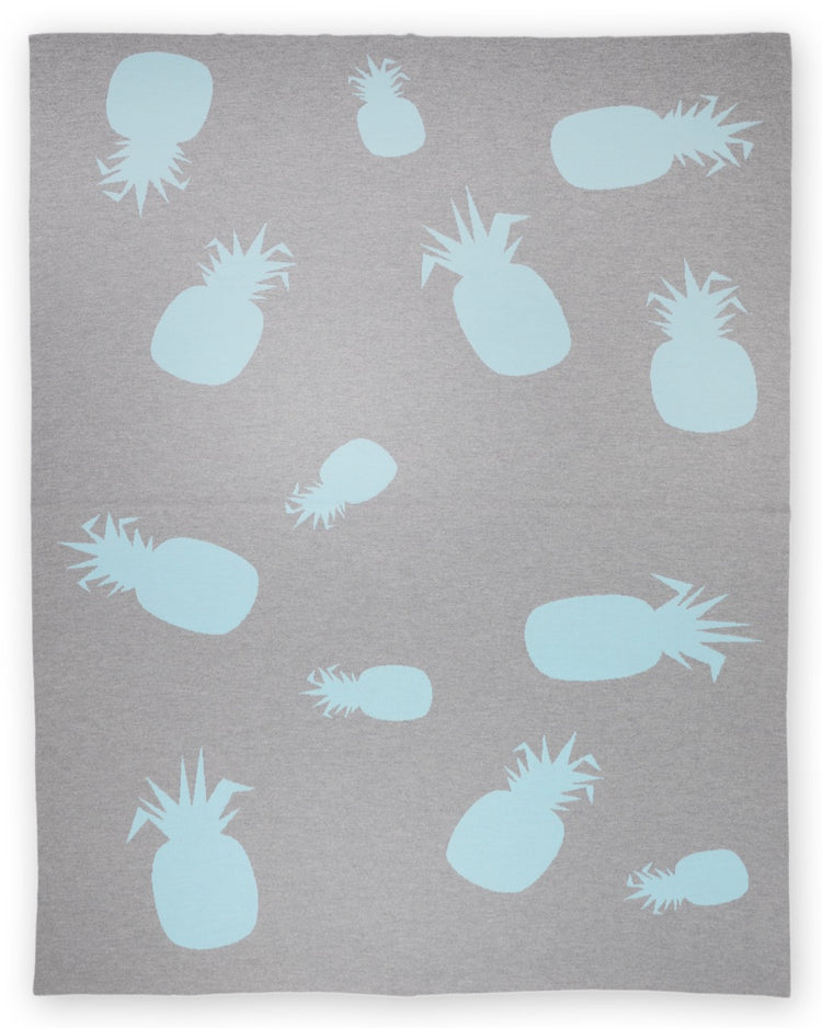 Decke 140x180cm Ananas, grau/türkis