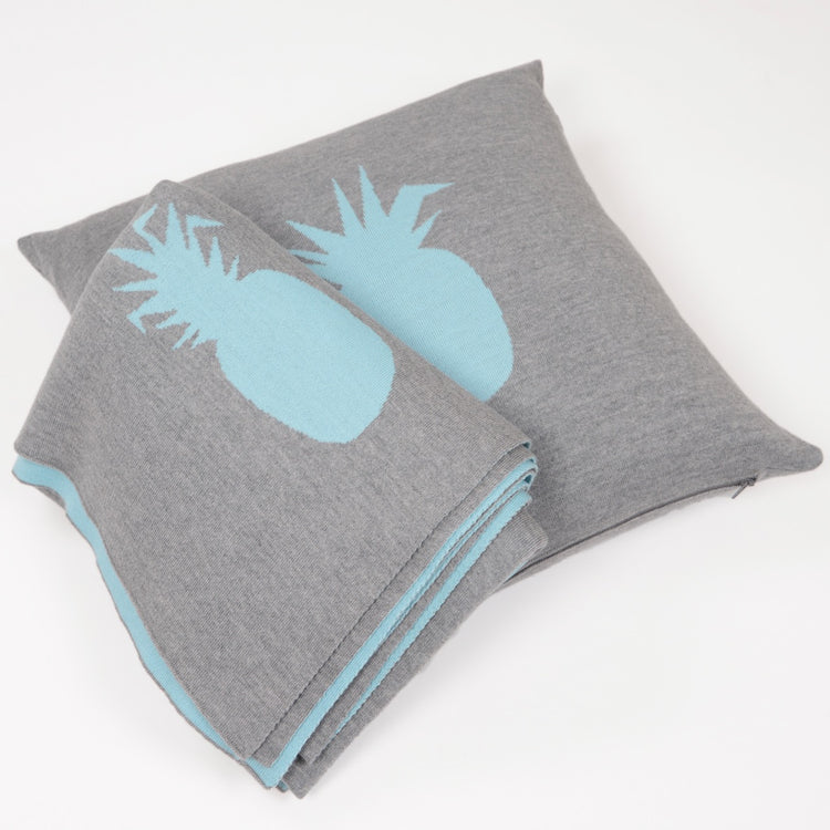 Decke 140x180cm Ananas, grau/türkis