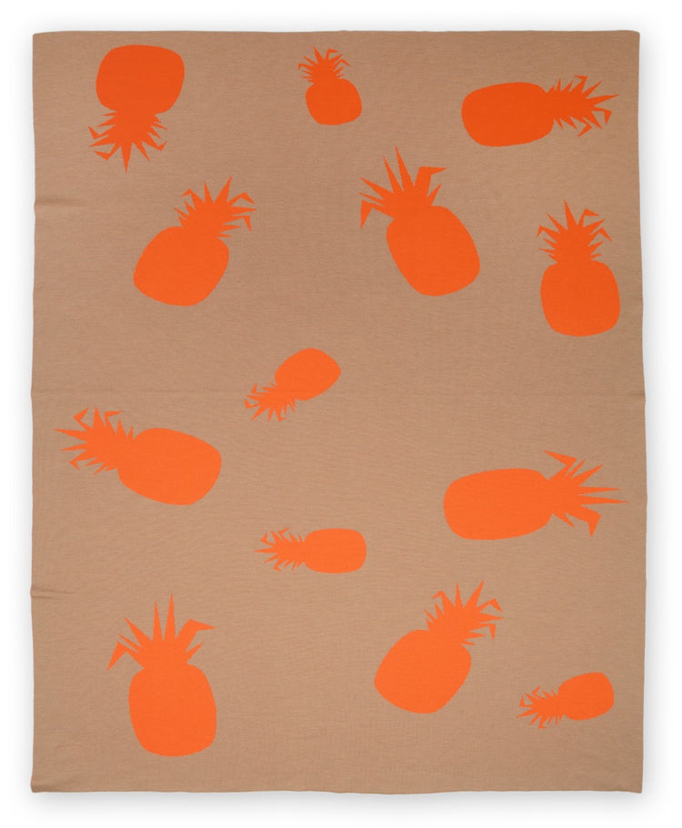 Decke 140x180cm Ananas, camel/orange