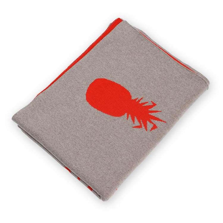 Decke 140x180cm Ananas, beige/rot