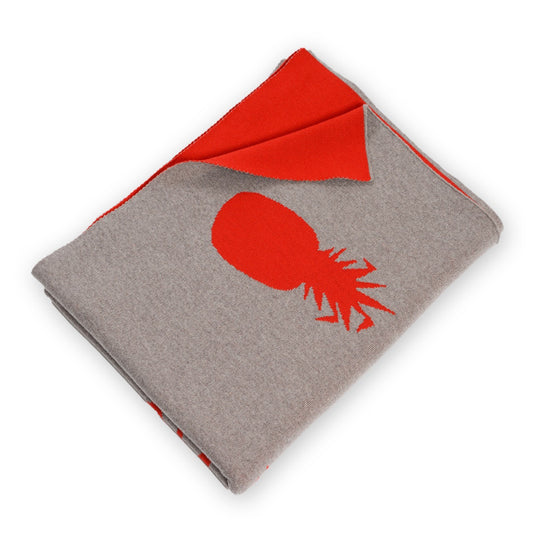 Decke 140x180cm Ananas, beige/rot