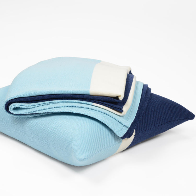 Decke 140x180cm Trio, blau/türkis/weiß