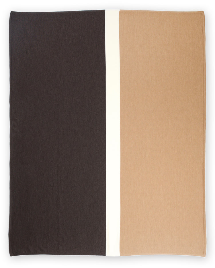 Decke 140x180cm Trio, braun/camel/weiß