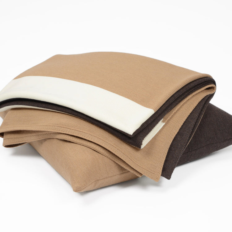 Decke 140x180cm Trio, braun/camel/weiß