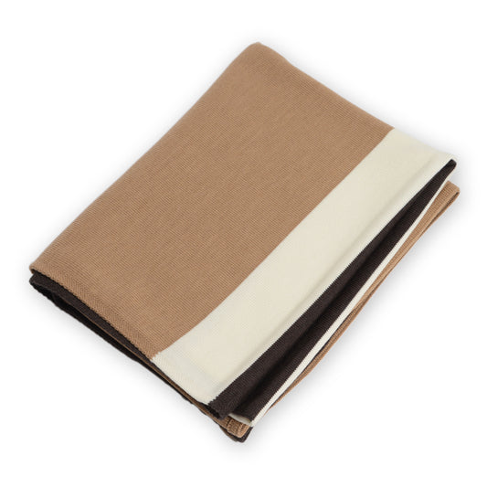 Decke 140x180cm Trio, braun/camel/weiß