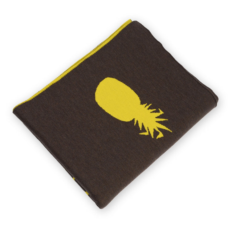 Decke 140x180cm Ananas, braun/gelb