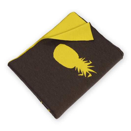 Decke 140x180cm Ananas, braun/gelb